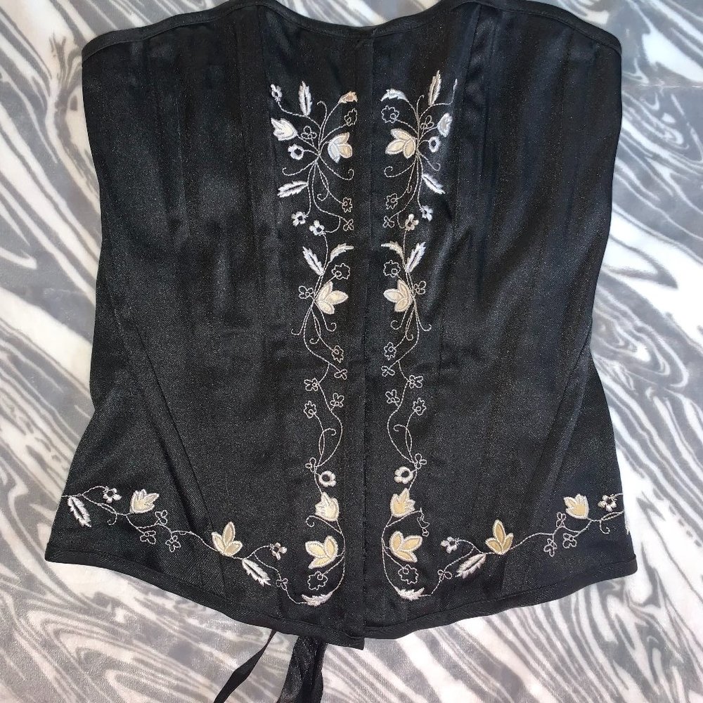 Black with white floral design Corset